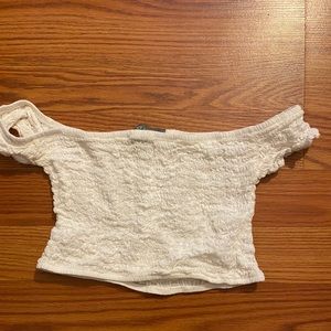 Cream scrunched crop top